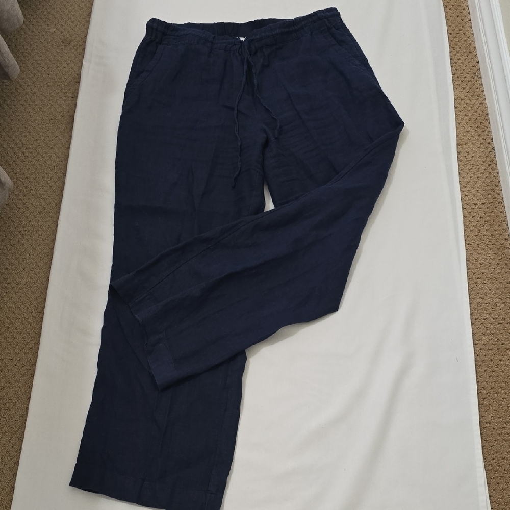 Charter‎ Club Linen Dark Blue Pull On Pants M